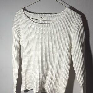 MATE THE LABEL Women’s Organic Waffle Crew Neck Long Sleeve Shirt NWOT